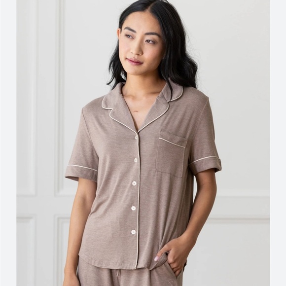 Cozy Earth Brown Heathered Short Sleeve Pajama Top Size M - Picture 1 of 5